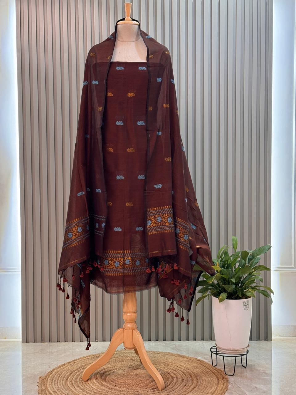 silk cotton Jamdani Handloom 2-Piece Set