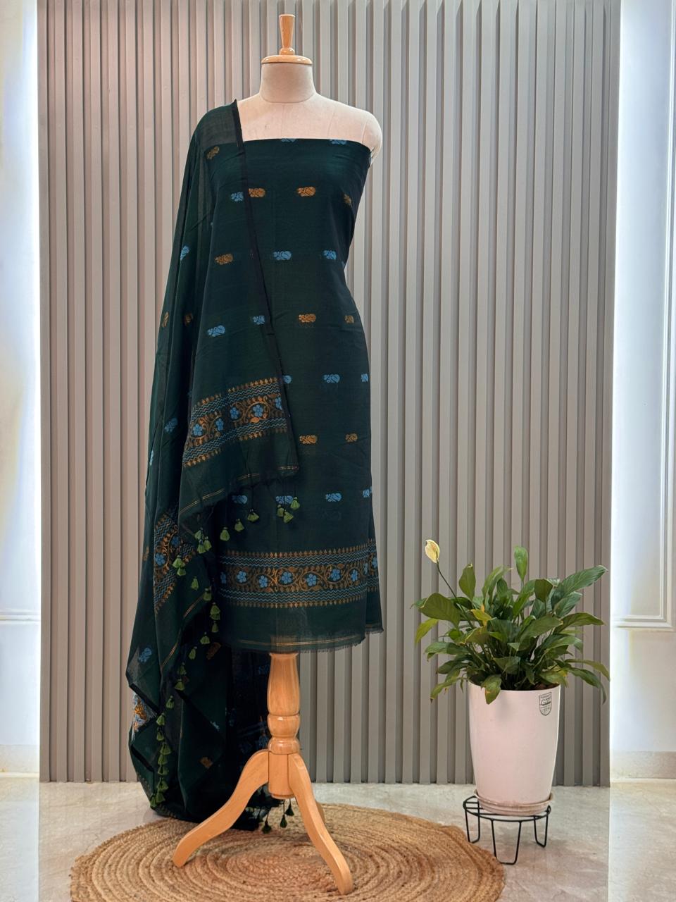 silk cotton Jamdani Handloom 2-Piece Set