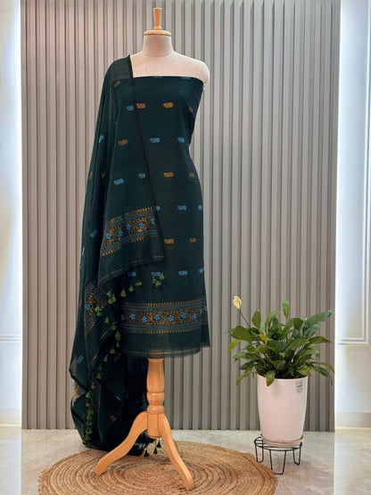 Unstitched Silk Cotton Jamdani Handloom Suit – 2 Pc Set