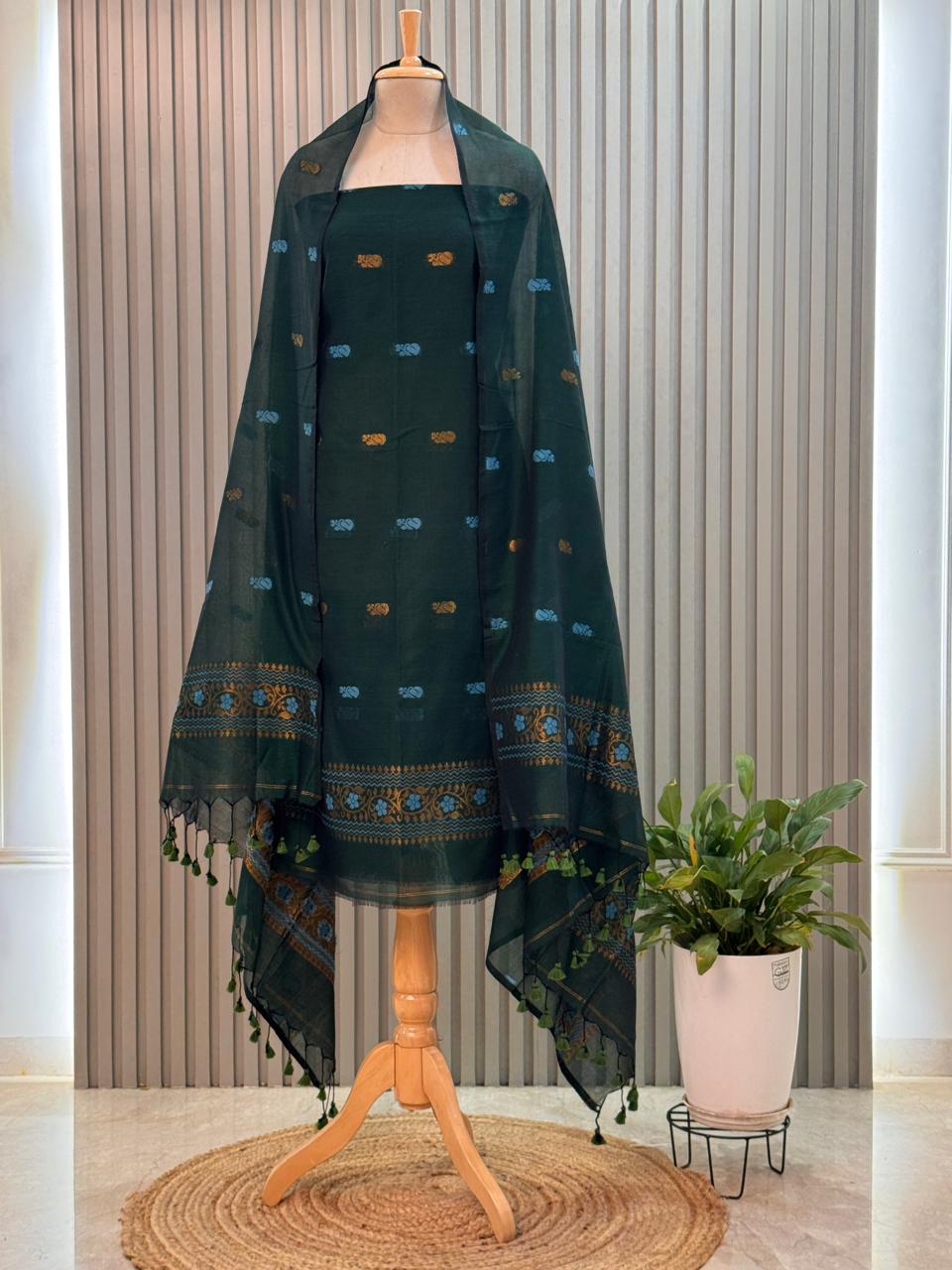 silk cotton Jamdani Handloom 2-Piece Set