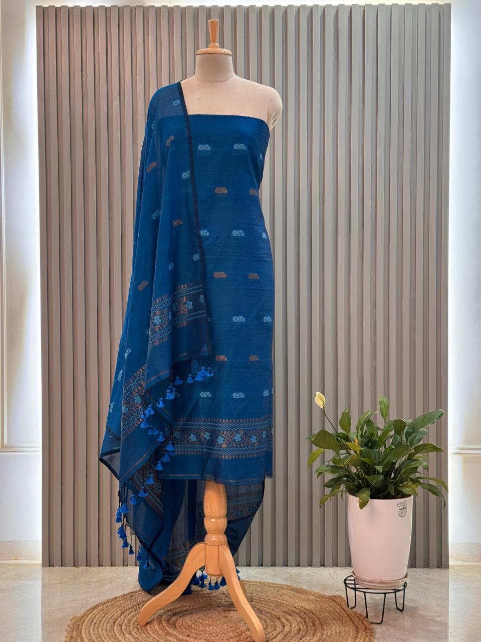 silk cotton Jamdani Handloom 2-Piece Set
