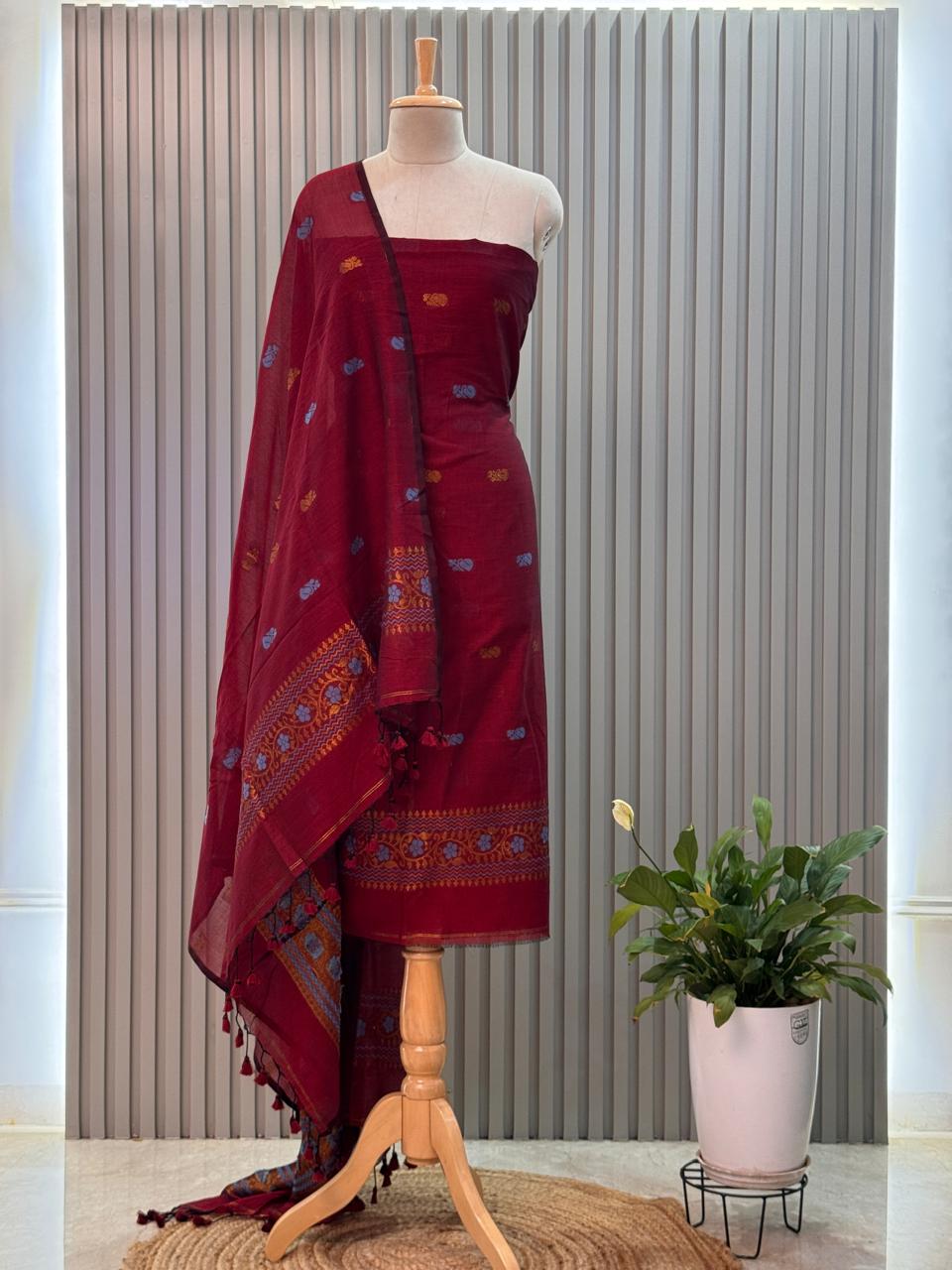 silk cotton Jamdani Handloom 2-Piece Set