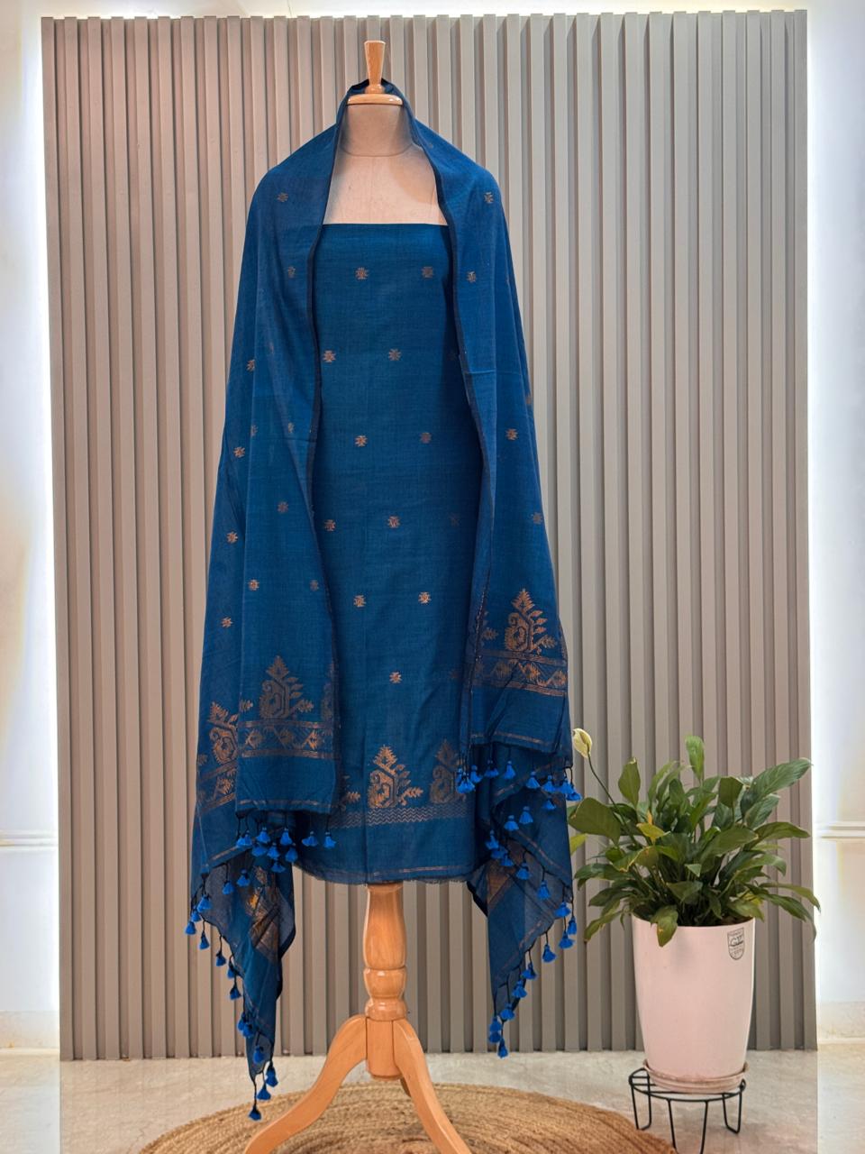 silk cotton Jamdani Handloom 2-Piece Set