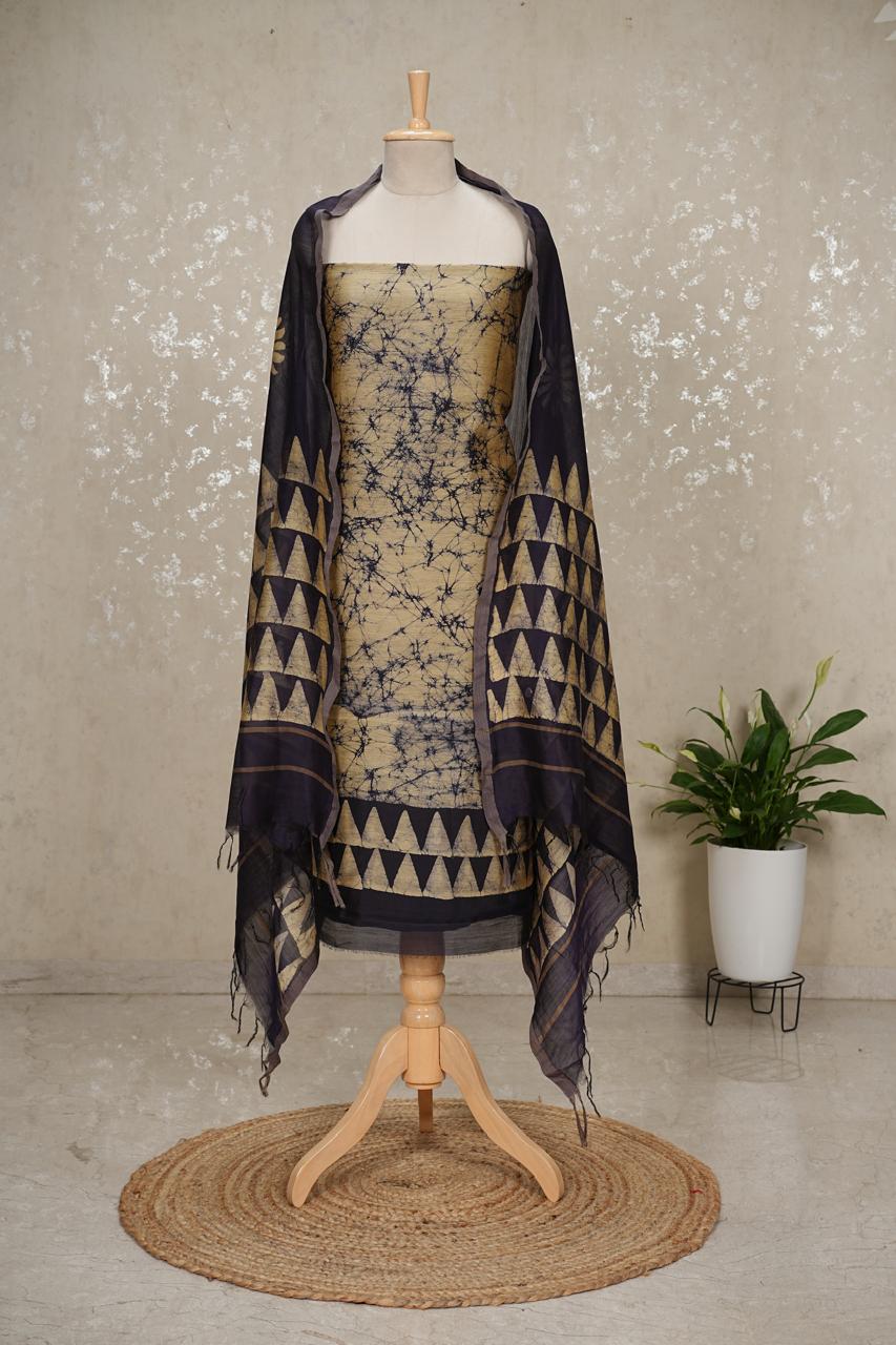 Pure Silk Maheshwari Suit with Vibrant Colors 3pc