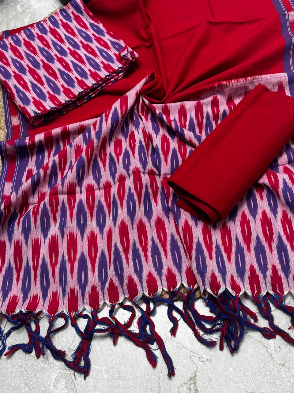 Pure Cotton Handloom Ikkat Suit Set – 3PC