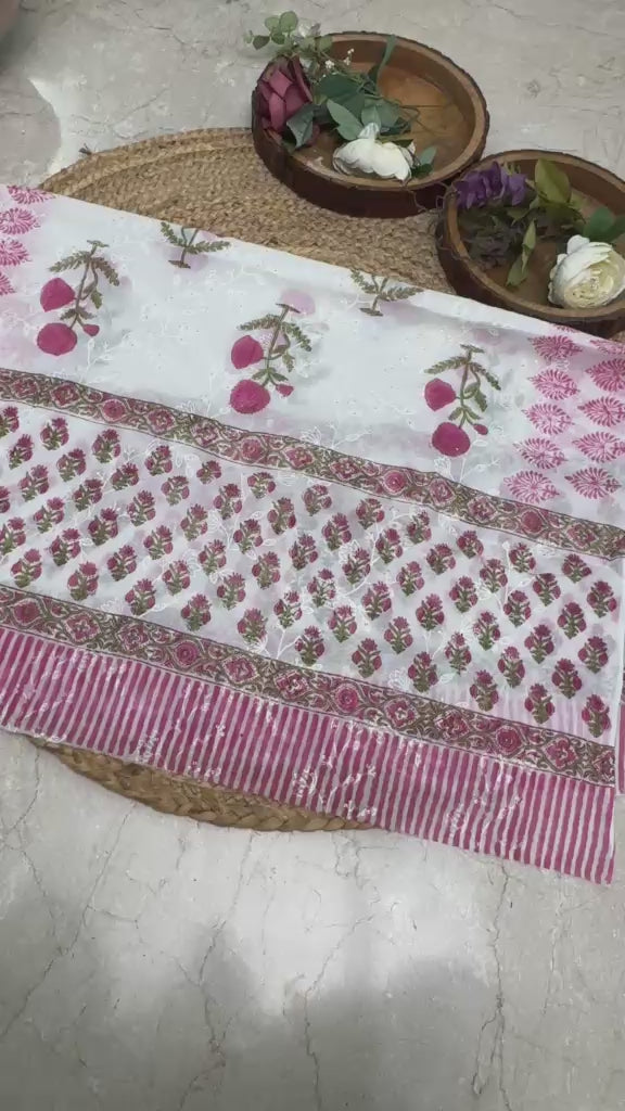 Cotton hakuba suit with block prints